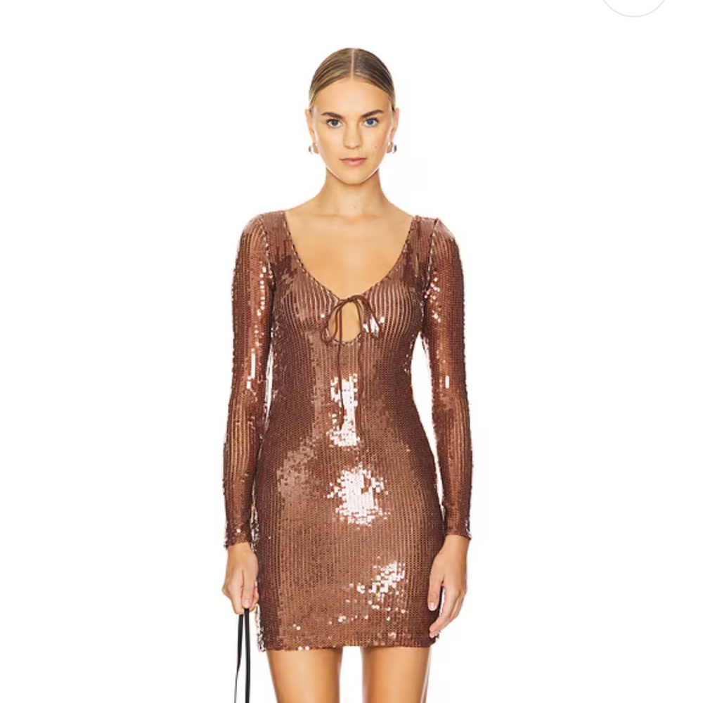 Verona Sequin Mini Dress in Chocolate